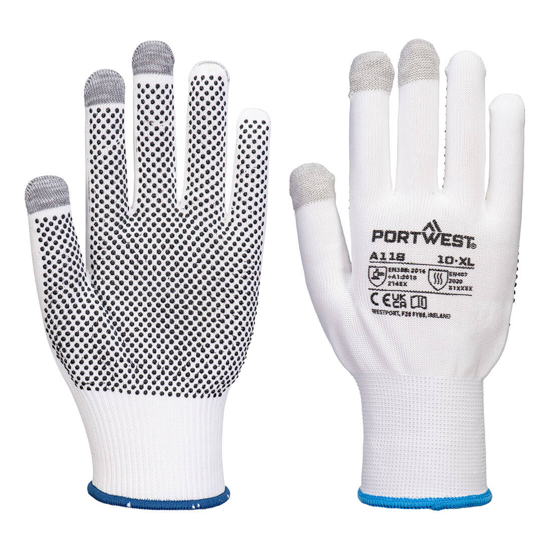 Portwest - Grip 13 PVC Dotted Touchscreen Glove (Pk12) - A118