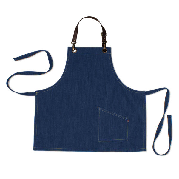 County Classic - Denim Short Bib Apron - Leather Halter - Premium - AF2012