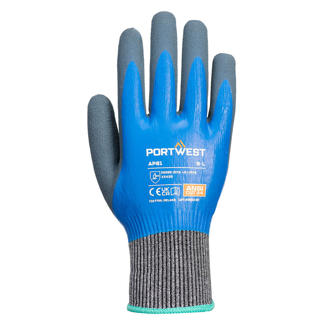 Portwest - Cut D13 Latex Aqua Glove - AP81