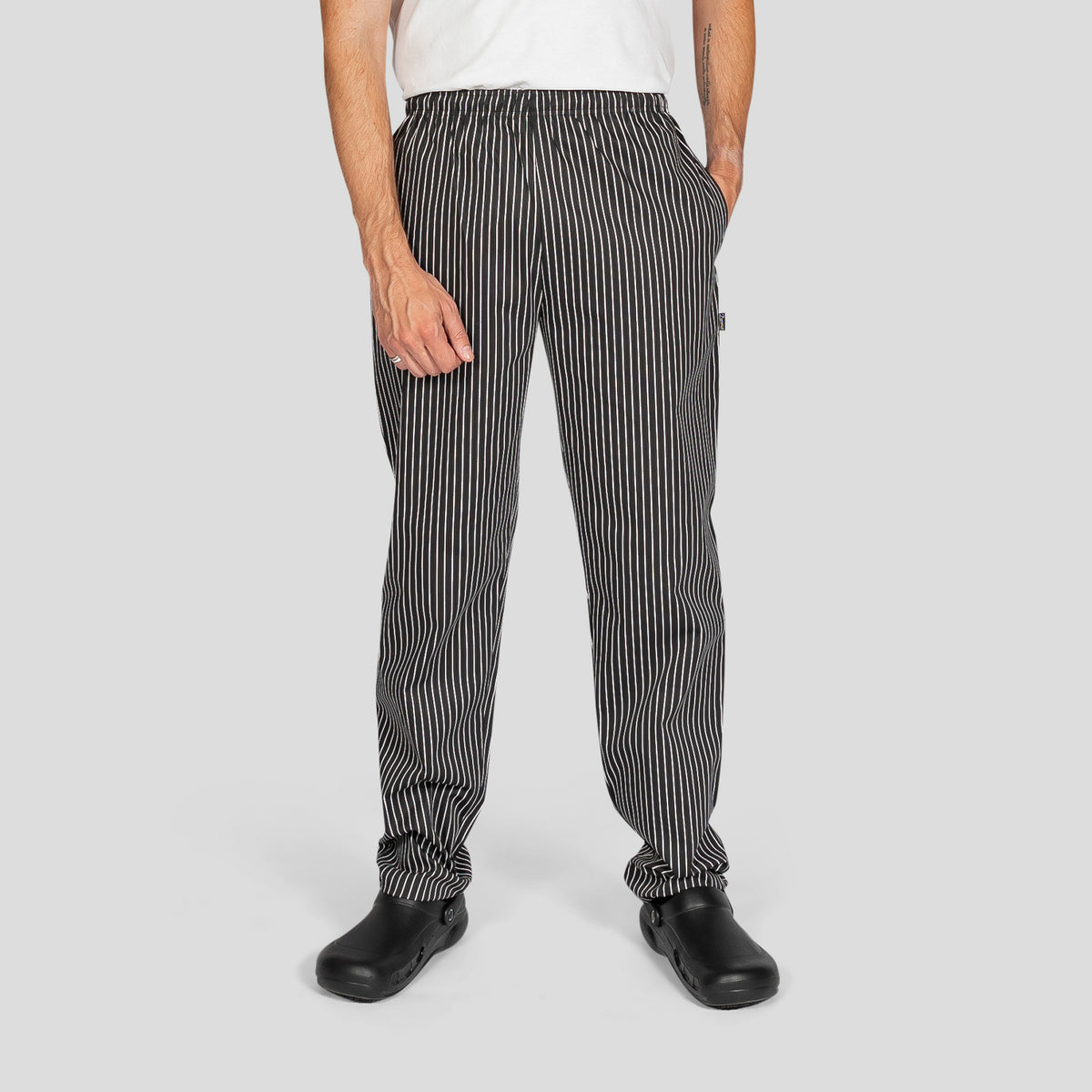 Dennys Unisex Printed Chefs Trousers - Pinstripe Black / XS