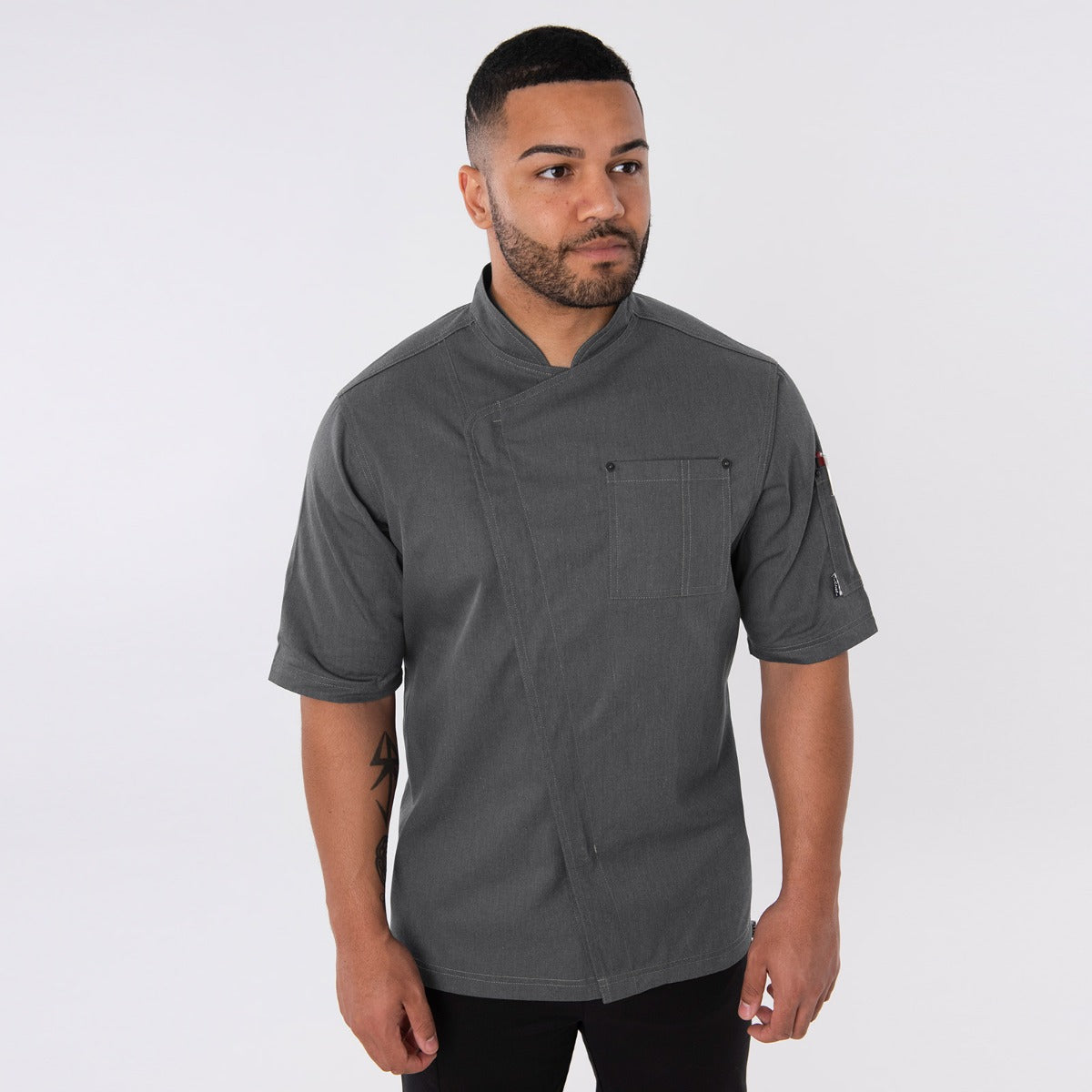 Le Chef Asymmetric Jacket with StayCool System - Grey Heathered / 2XL
