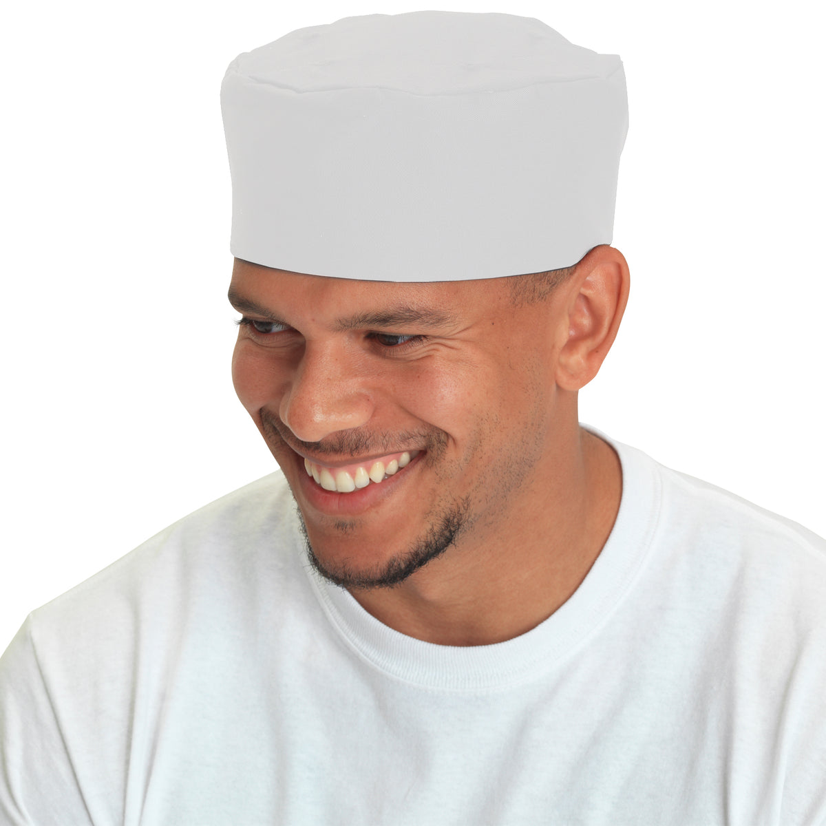 Le Chef Elasticated Skull Cap - White / L