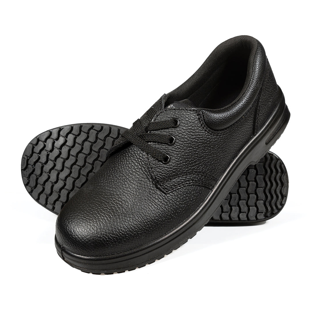 Comfort Grip Black Leather Safety Shoes - 3(UK) 36(EU)