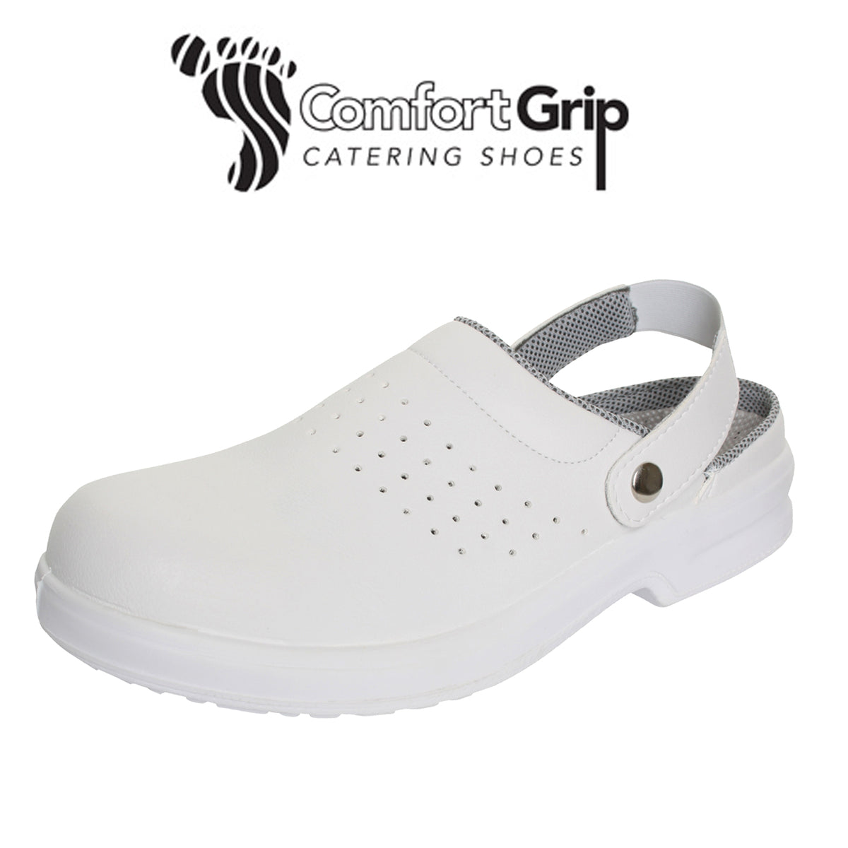 Comfort Grip Shoe with a Perforated Upper - White / 9(UK) 43(EU)