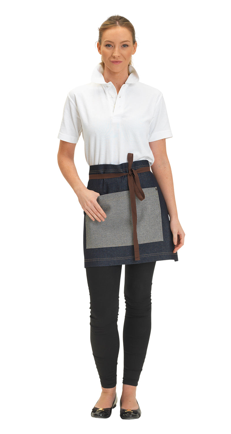 Dennys Denim Waist Apron With Contrasting Pocket - Dark Blue