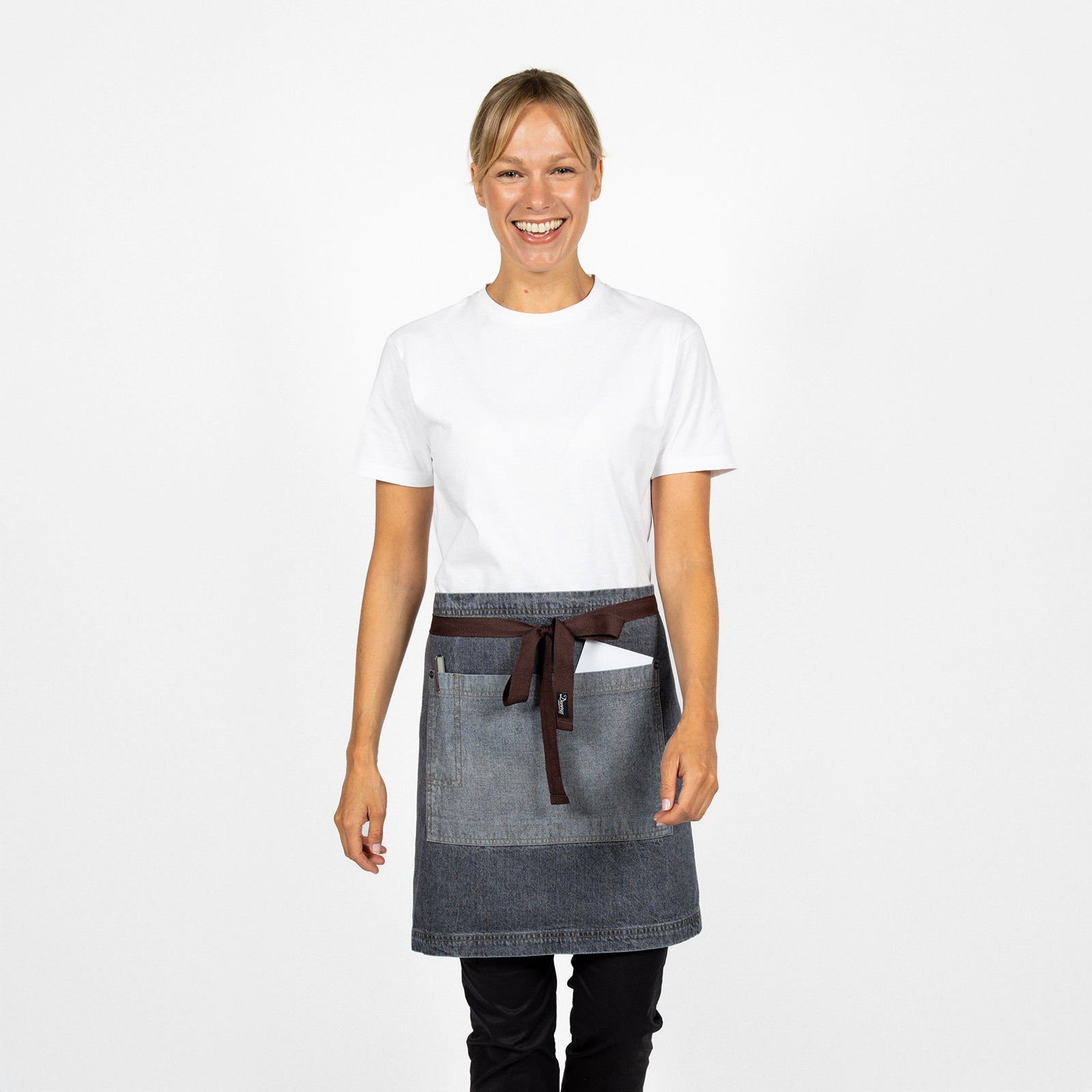 Dennys Denim Waist Apron With Contrasting Pocket - Black/Grey