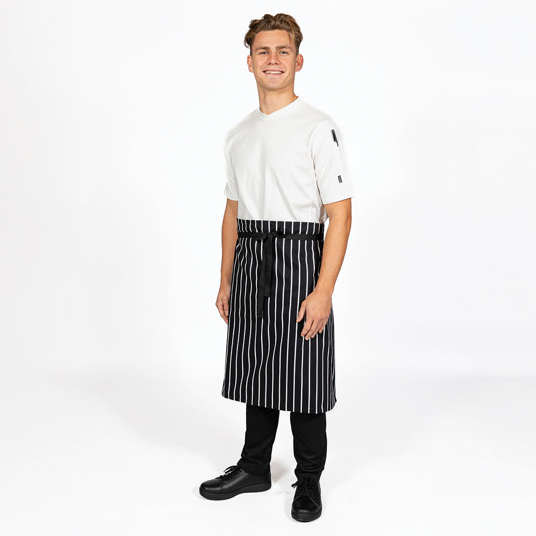 Dennys Heavyweight Striped Waist Apron - Black