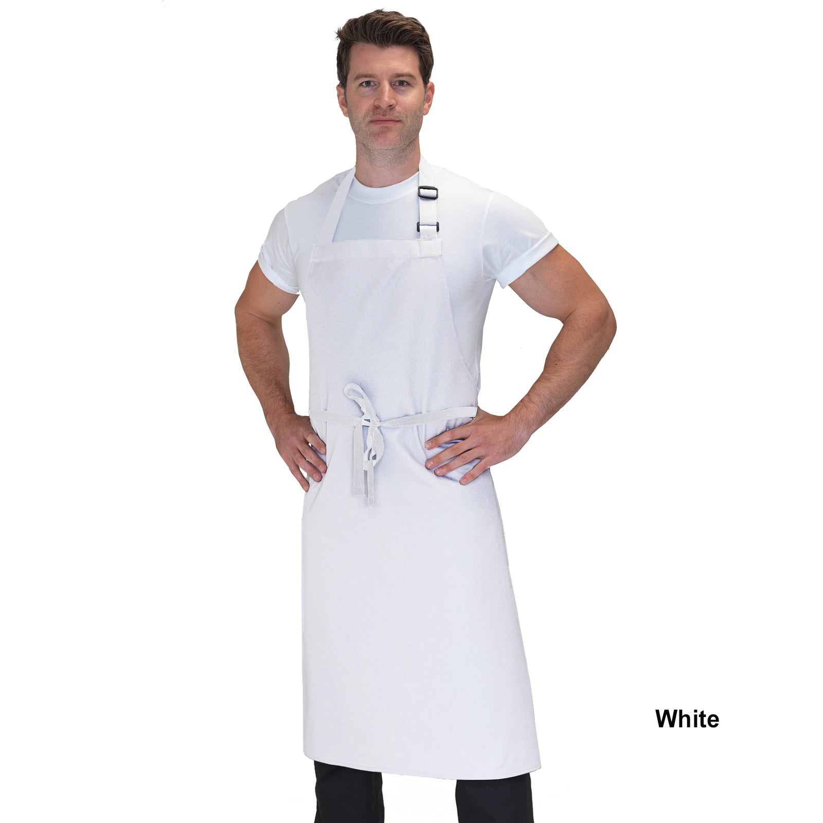 Dennys Cotton Bib Apron - White