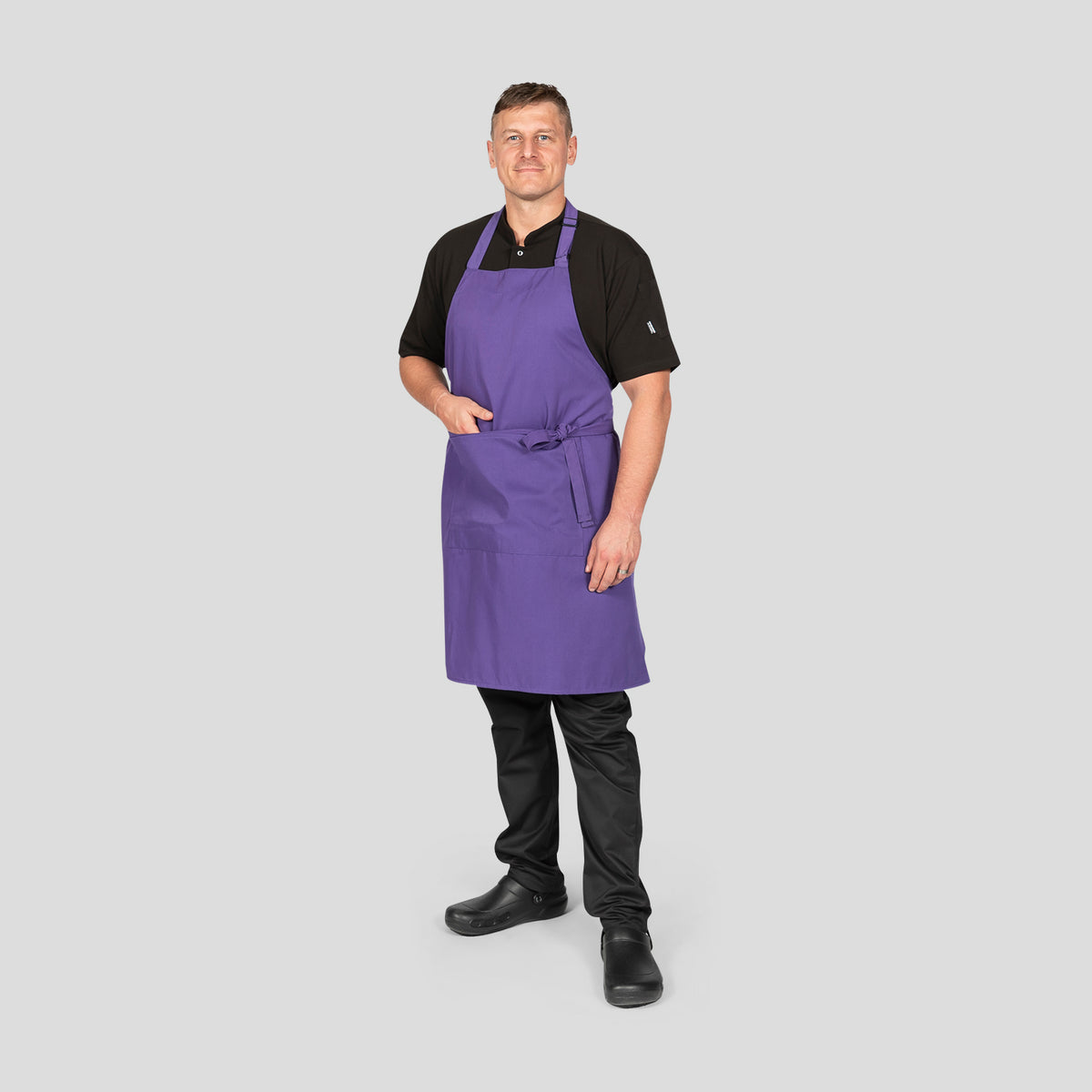Dennys Colour Bib Apron with pocket - Purple