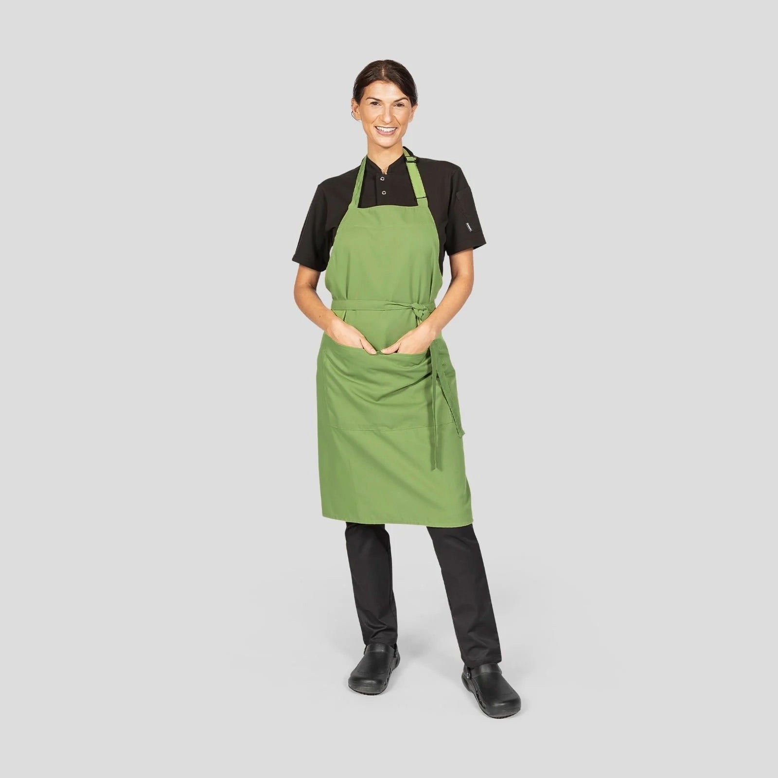 Dennys Colour Bib Apron with pocket - Matcha (Light Olive)
