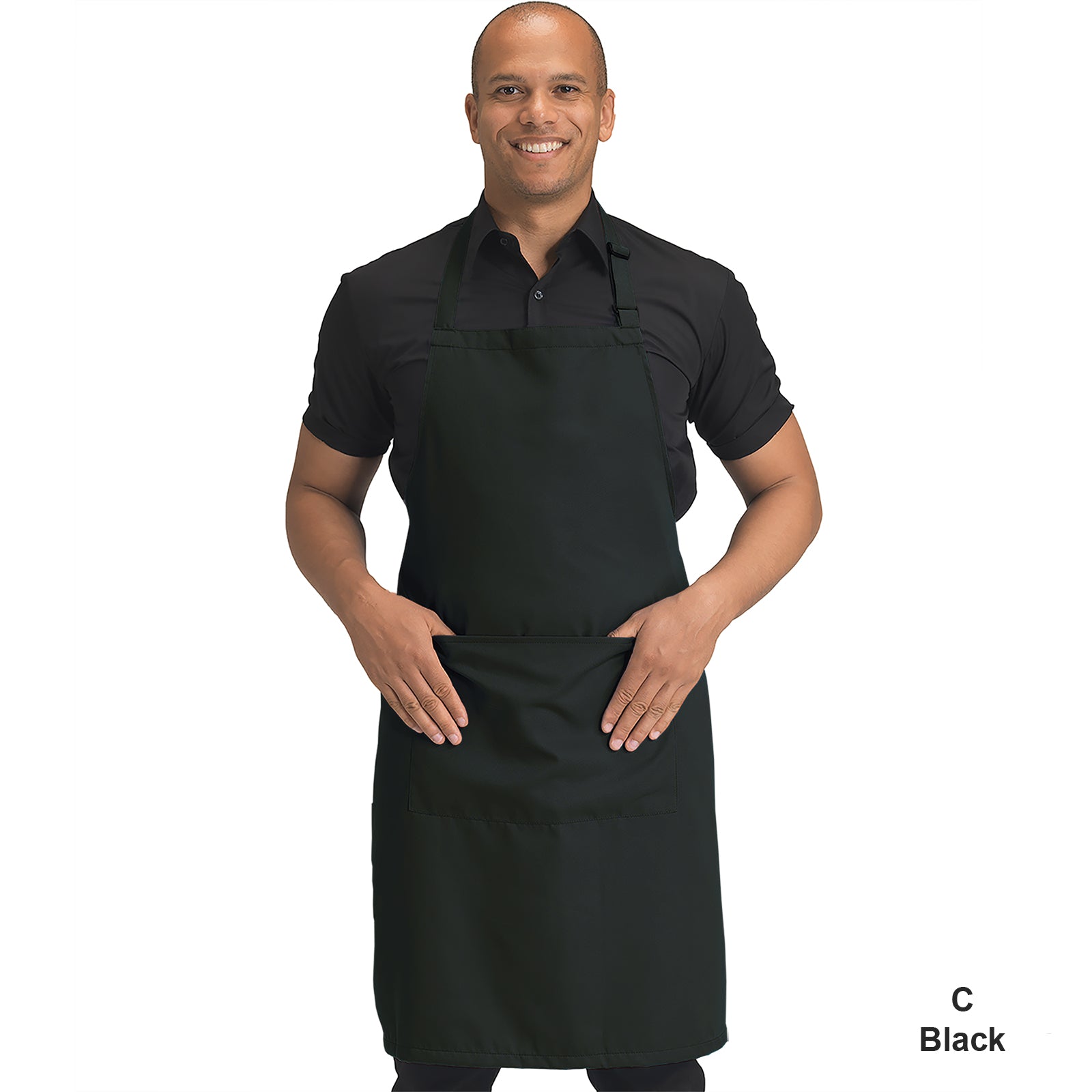 Dennys Colour Bib Apron with pocket - Black