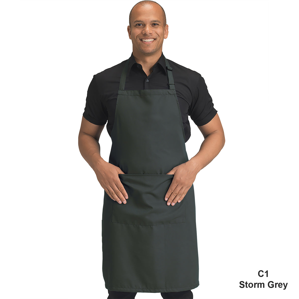 Dennys Colour Bib Apron with pocket - Storm Grey