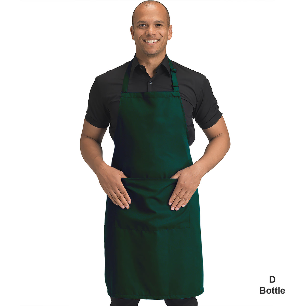 Dennys Colour Bib Apron with pocket - Bottle Green