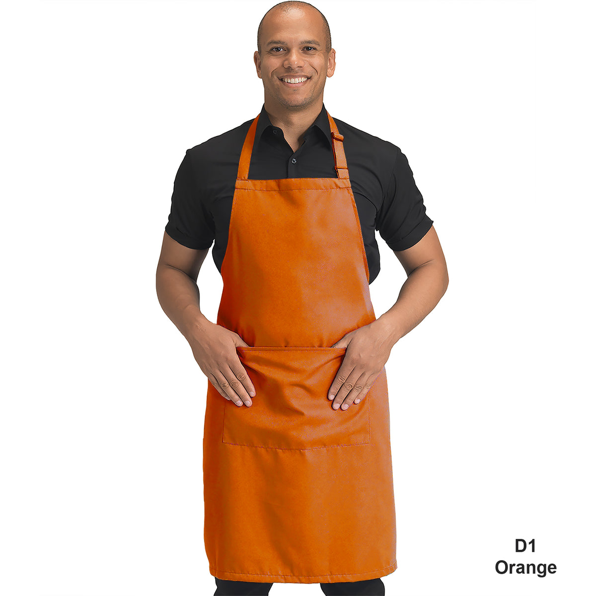 Dennys Colour Bib Apron with pocket - Orange