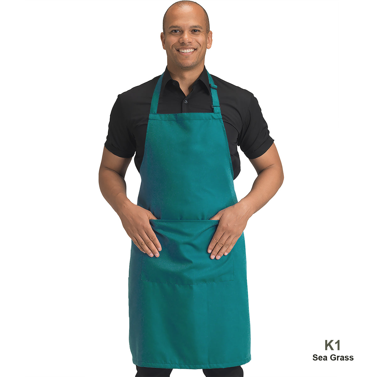 Dennys Colour Bib Apron with pocket - Sea Grass
