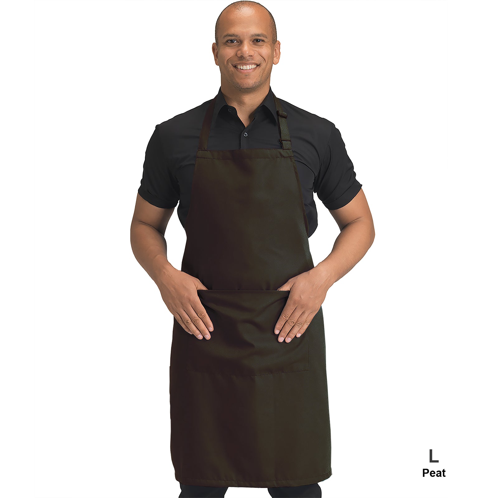 Dennys Colour Bib Apron with pocket - Peat