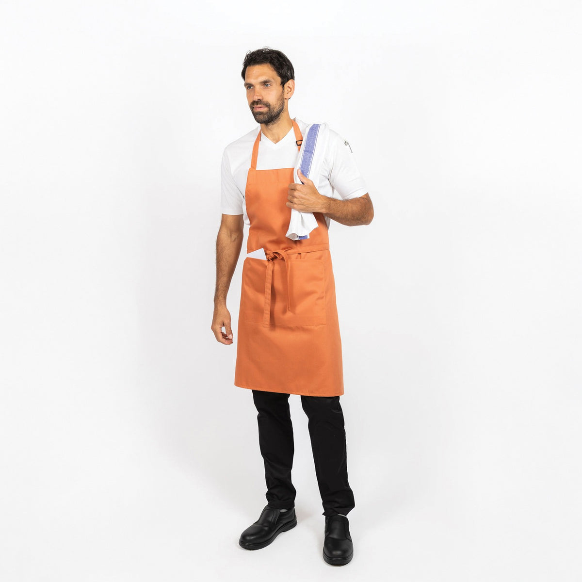 Dennys Colour Bib Apron with pocket - Brick