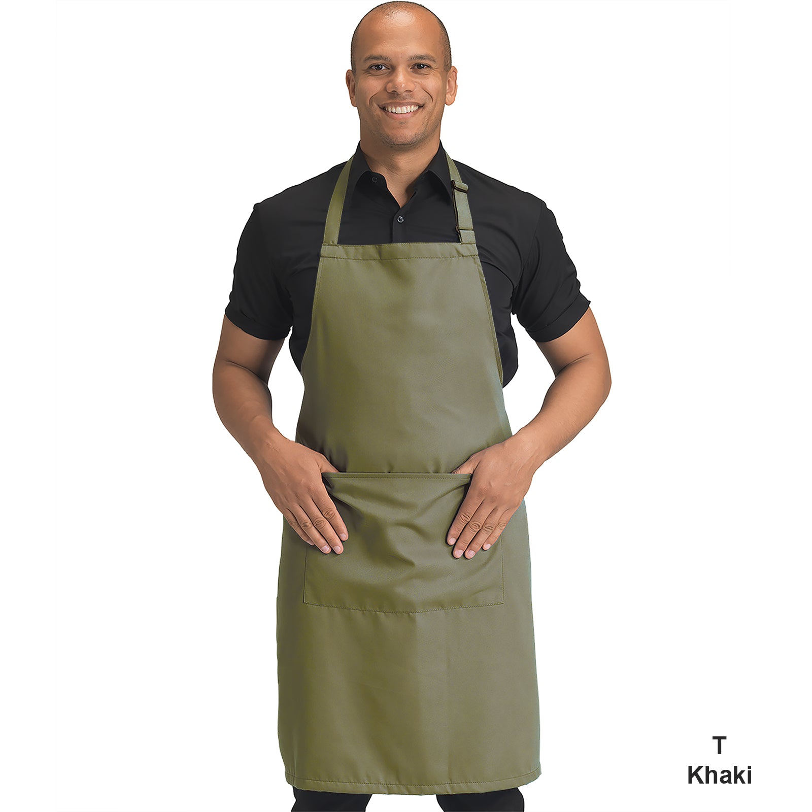 Dennys Colour Bib Apron with pocket - Khaki