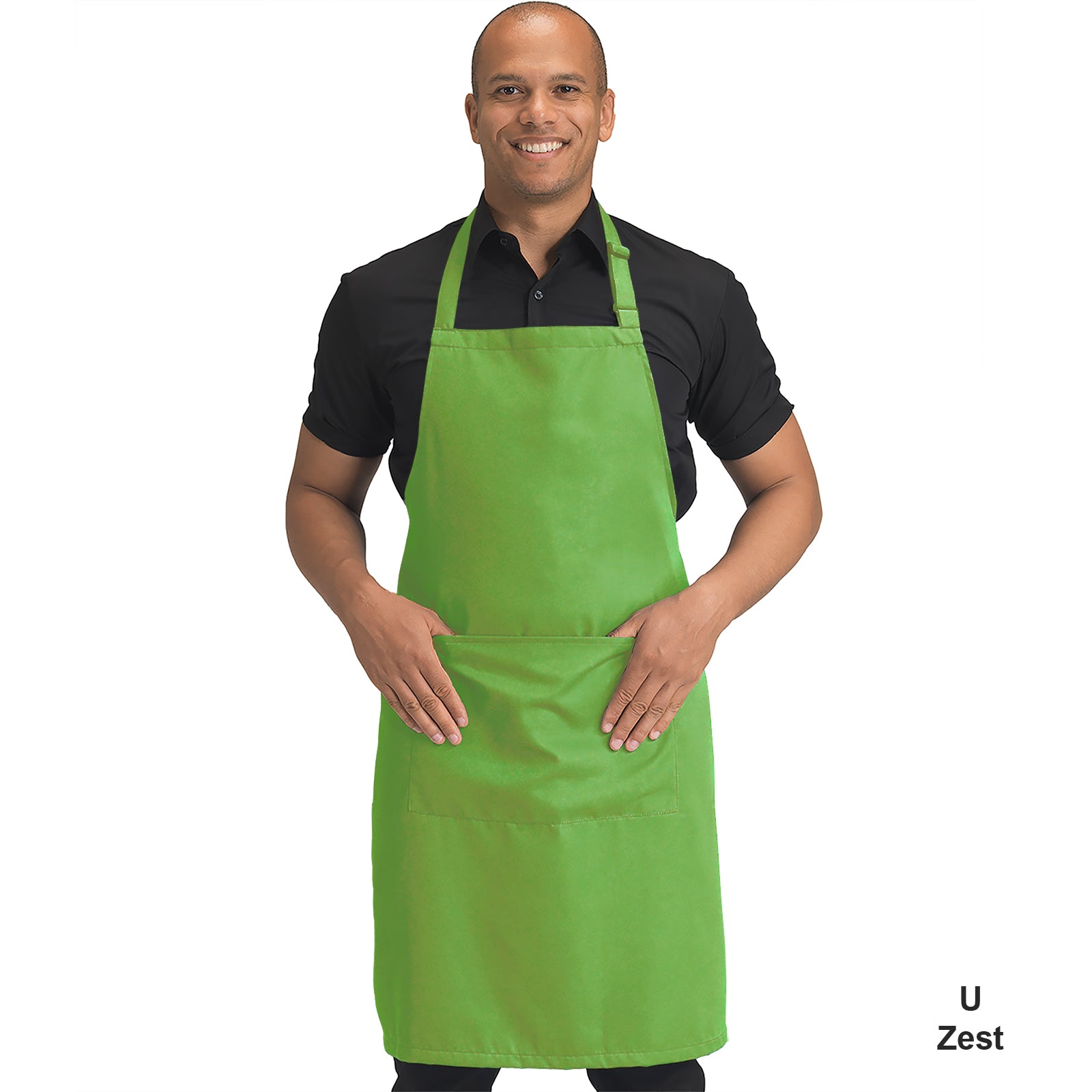 Dennys Colour Bib Apron with pocket - Zest