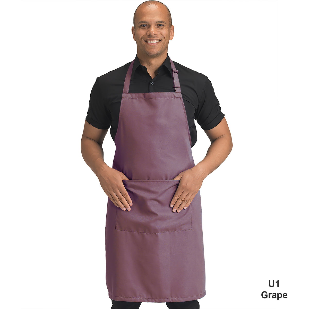 Dennys Colour Bib Apron with pocket - Grape