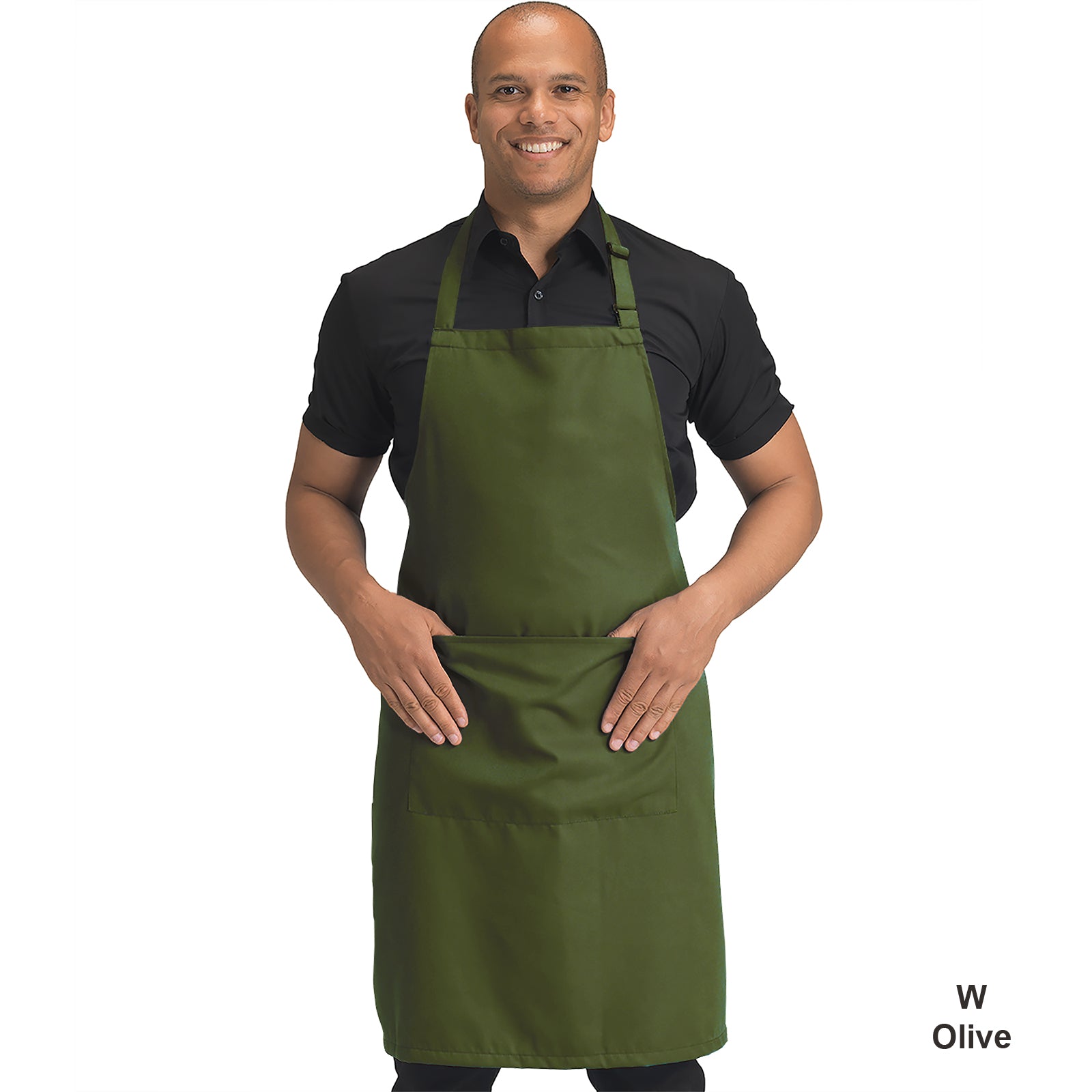 Dennys Colour Bib Apron with pocket - Olive