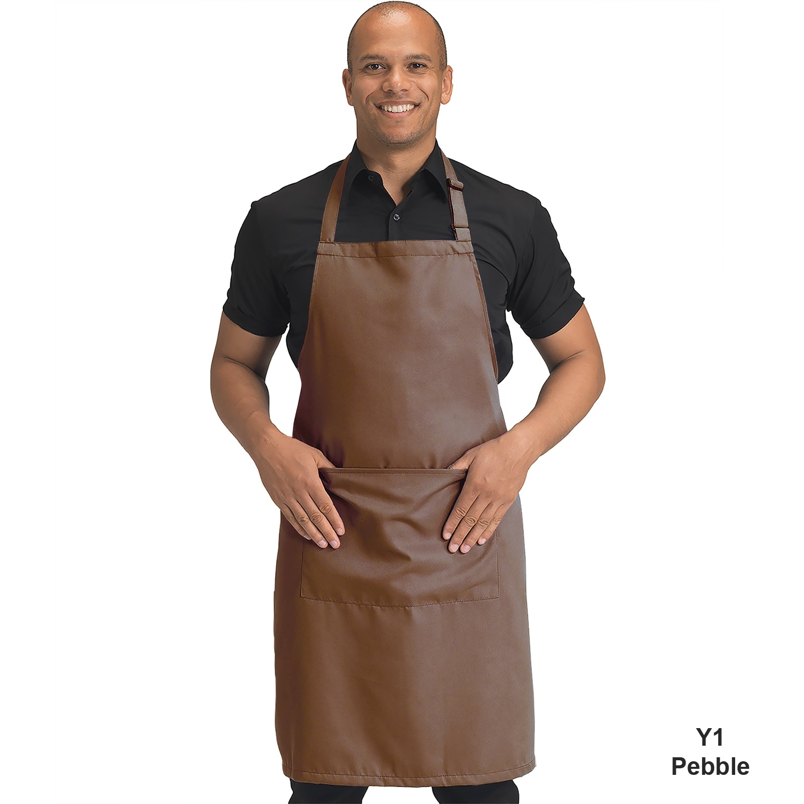 Dennys Colour Bib Apron with pocket - Pebble