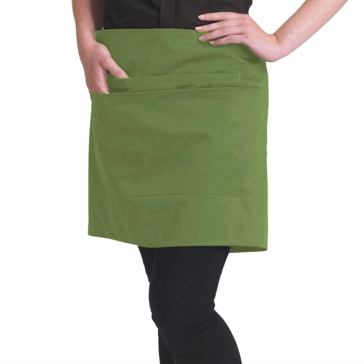 Dennys Short Bar Apron With Pocket - Matcha (Light Olive)