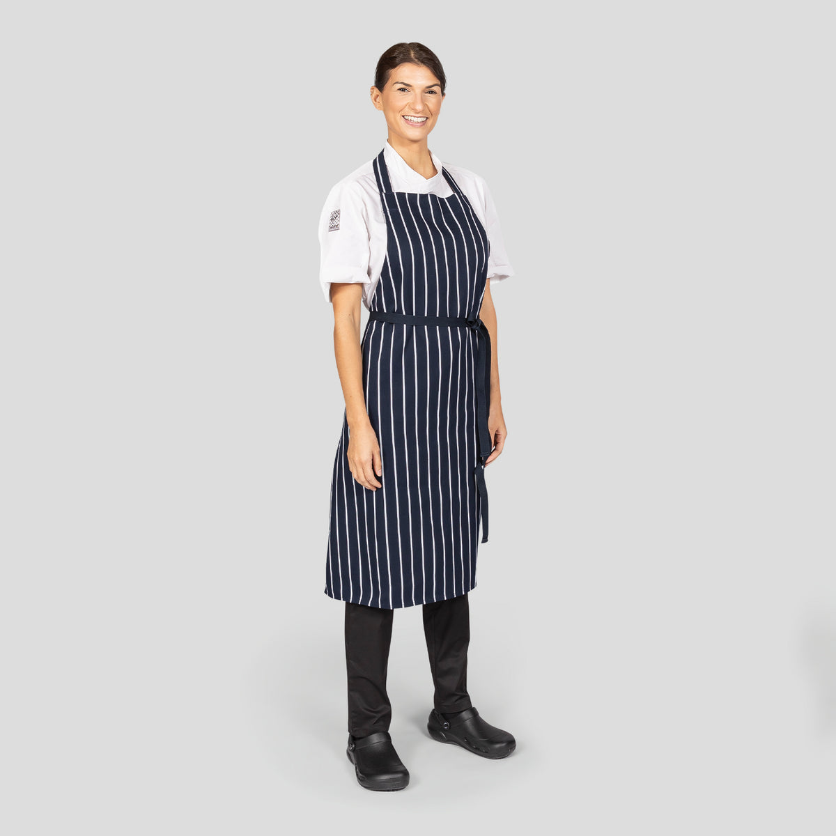 Dennys Essentials Butcher Stripe Bib Apron - Stripe Navy