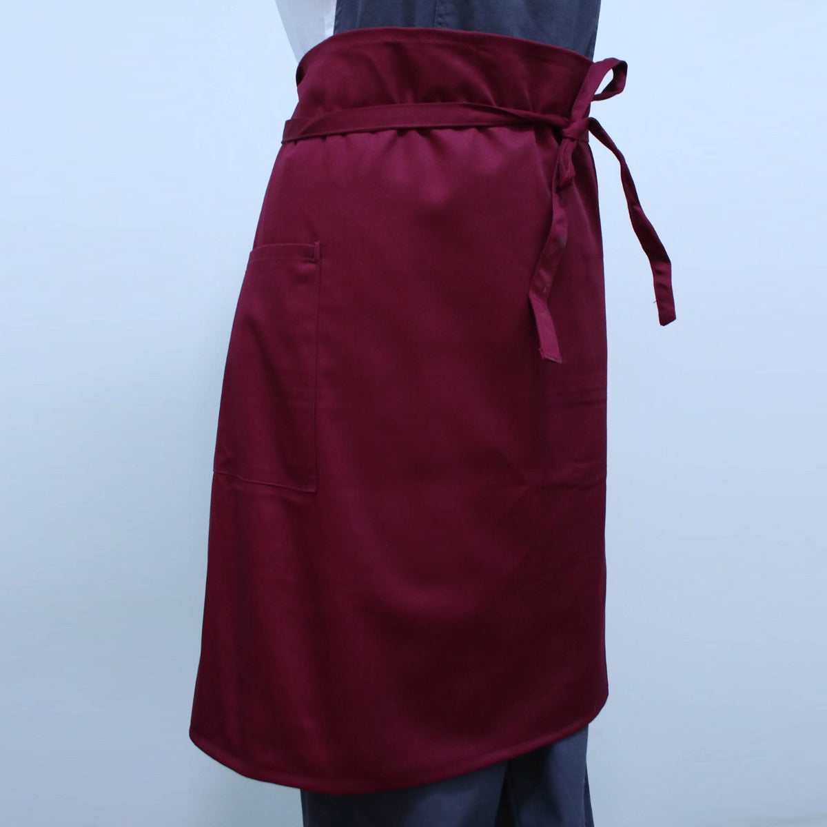 Wide Bistro Apron with Side Pocket - Claret