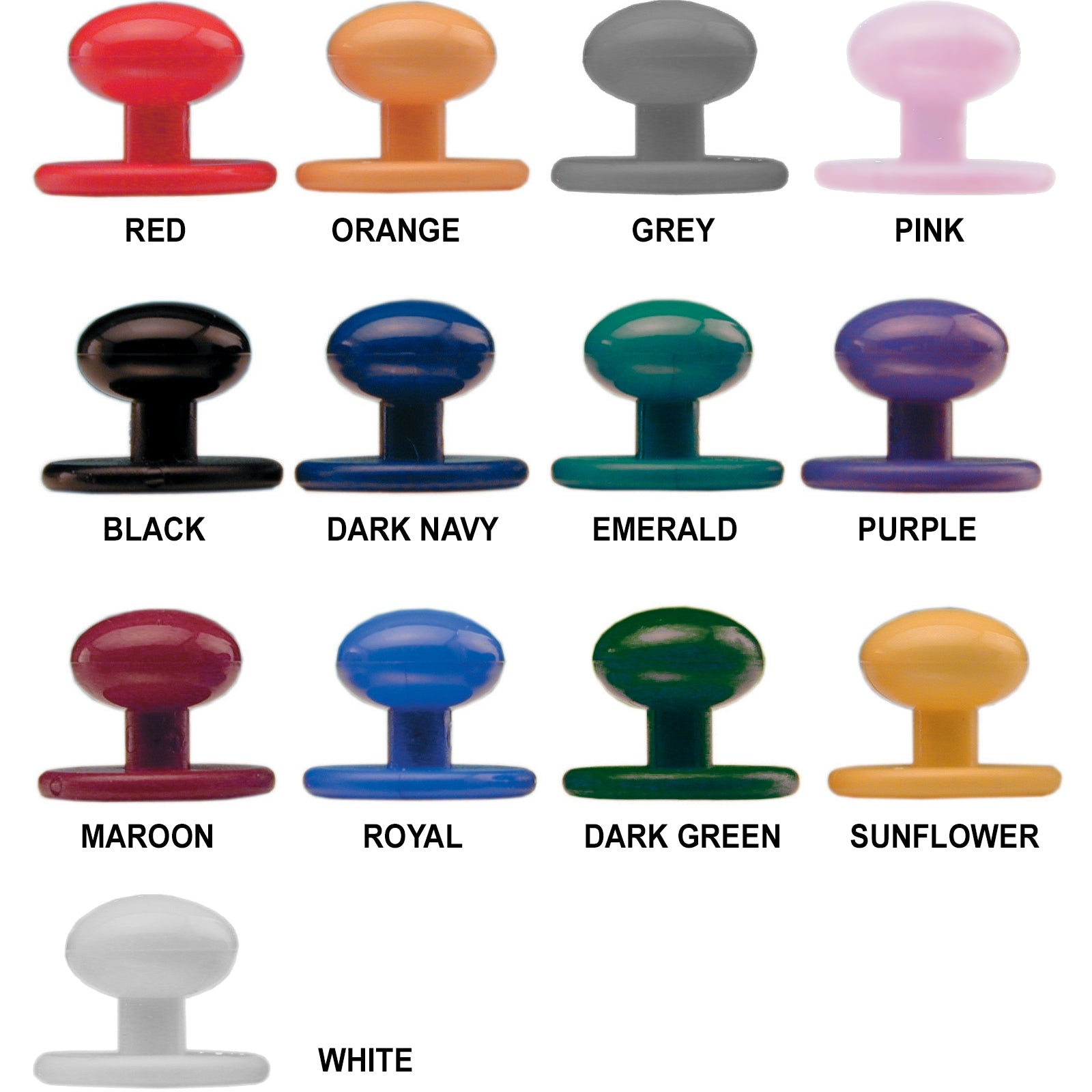 Coloured Stud Buttons - Black
