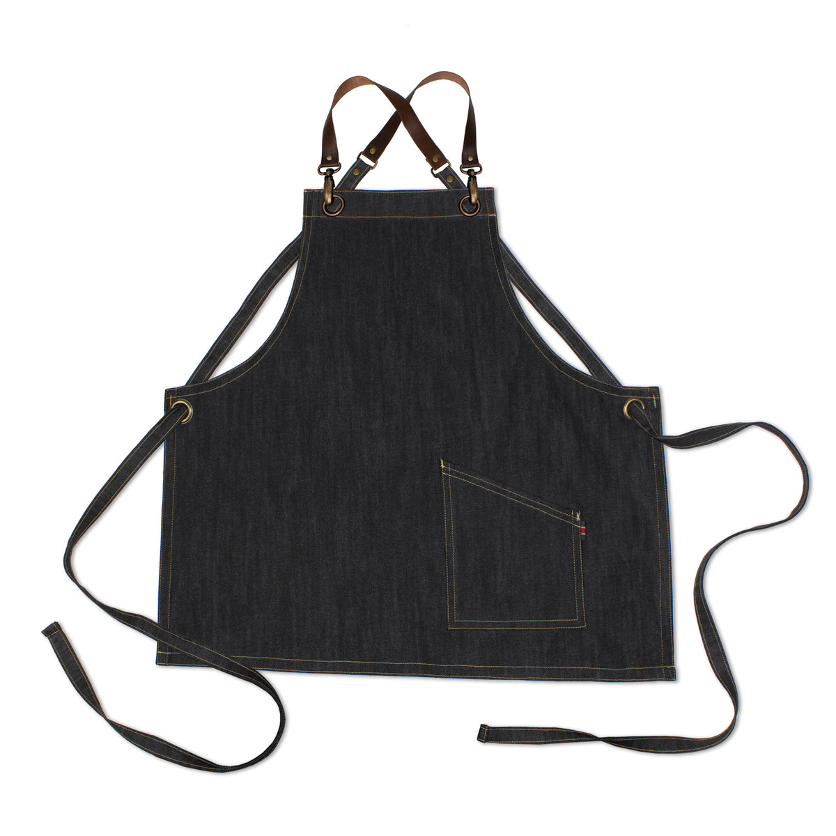 County Crossback - Denim Short Bib Apron - Leather Halter - Premium