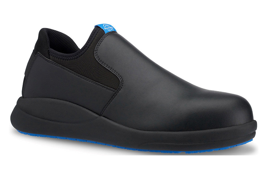 Vitalise Non-Slip Comfortable Work Slip On Shoe with a Safety Toe Cap - Black