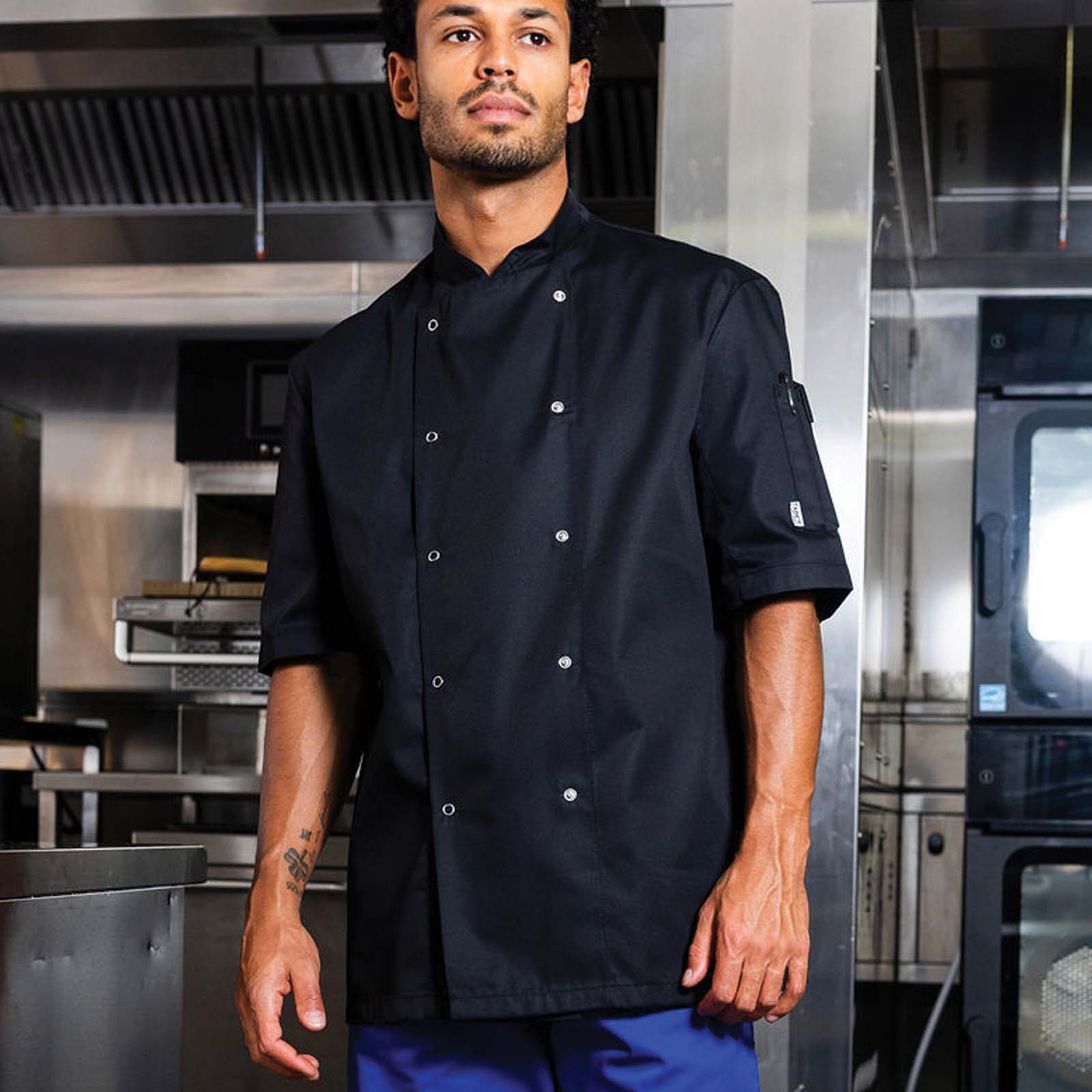 ADC Short Sleeve Chefs Jacket with StayCool - Black / XS / Regular