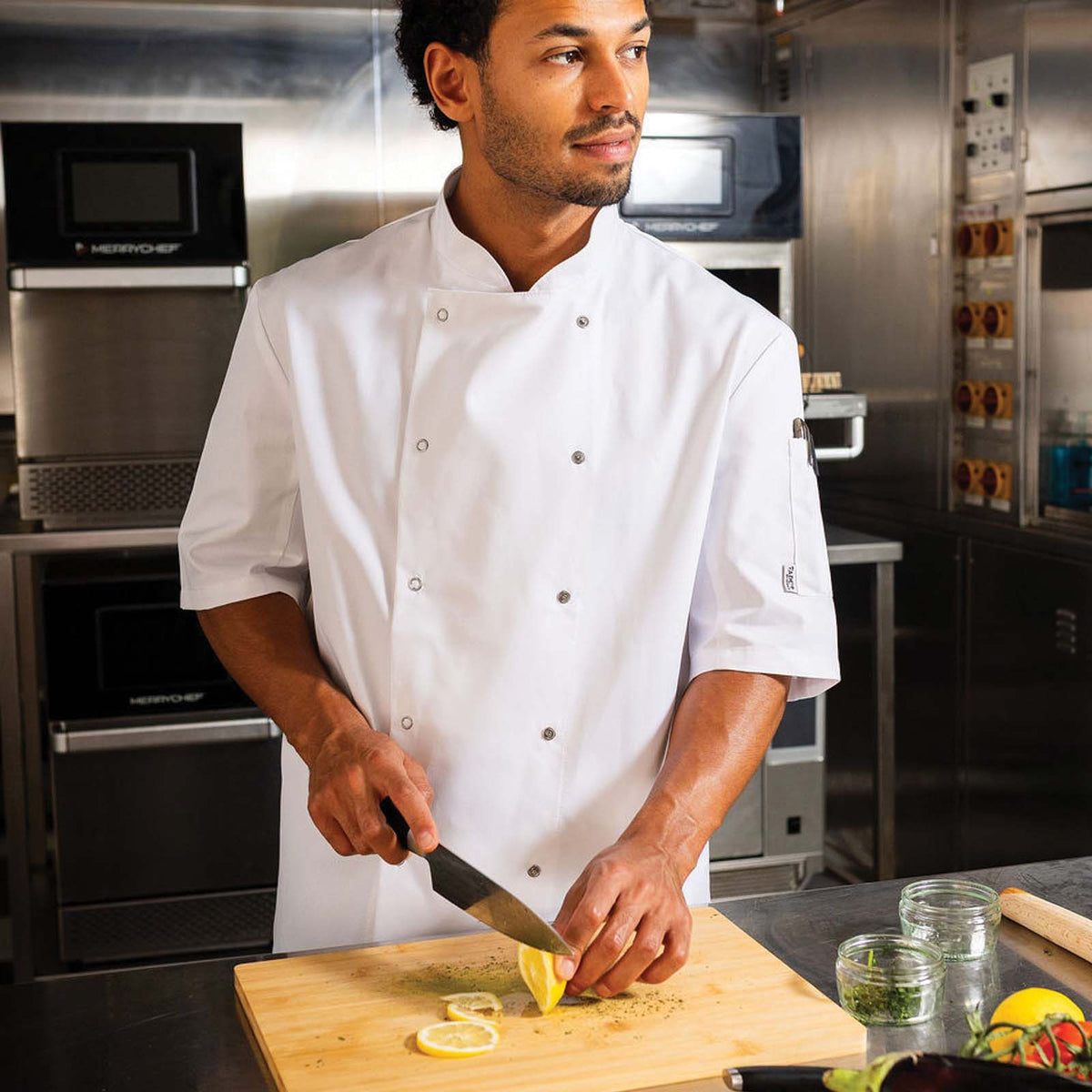 ADC Short Sleeve Chefs Jacket with StayCool - White / L / Regular