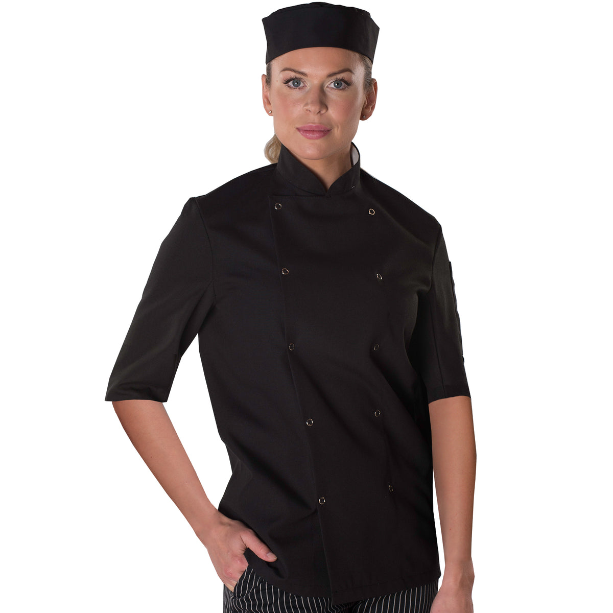 Dennys Easy-Care Short Sleeve Chefs Jacket - Black / S