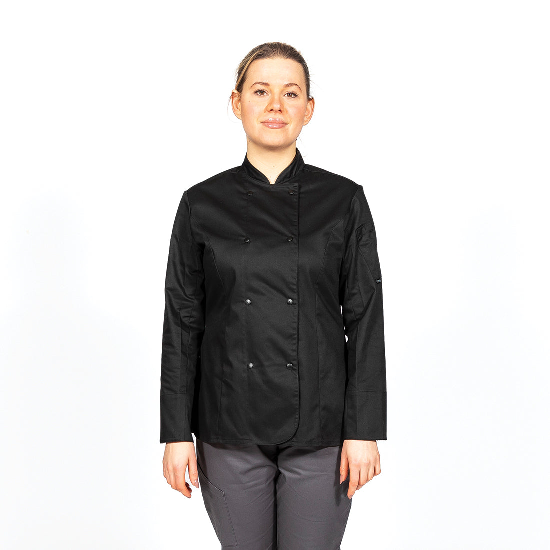 Dennys Womens Fitted Chef Jacket - Black / 2XL