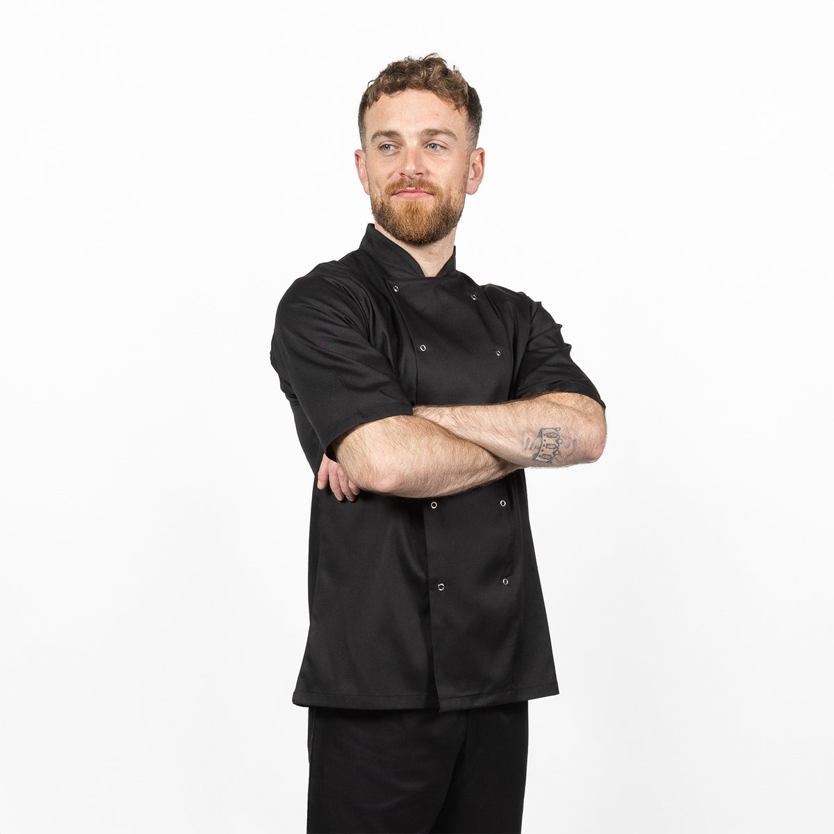 Dennys Essentials Short Sleeve Chef Jacket - Black / 3XL