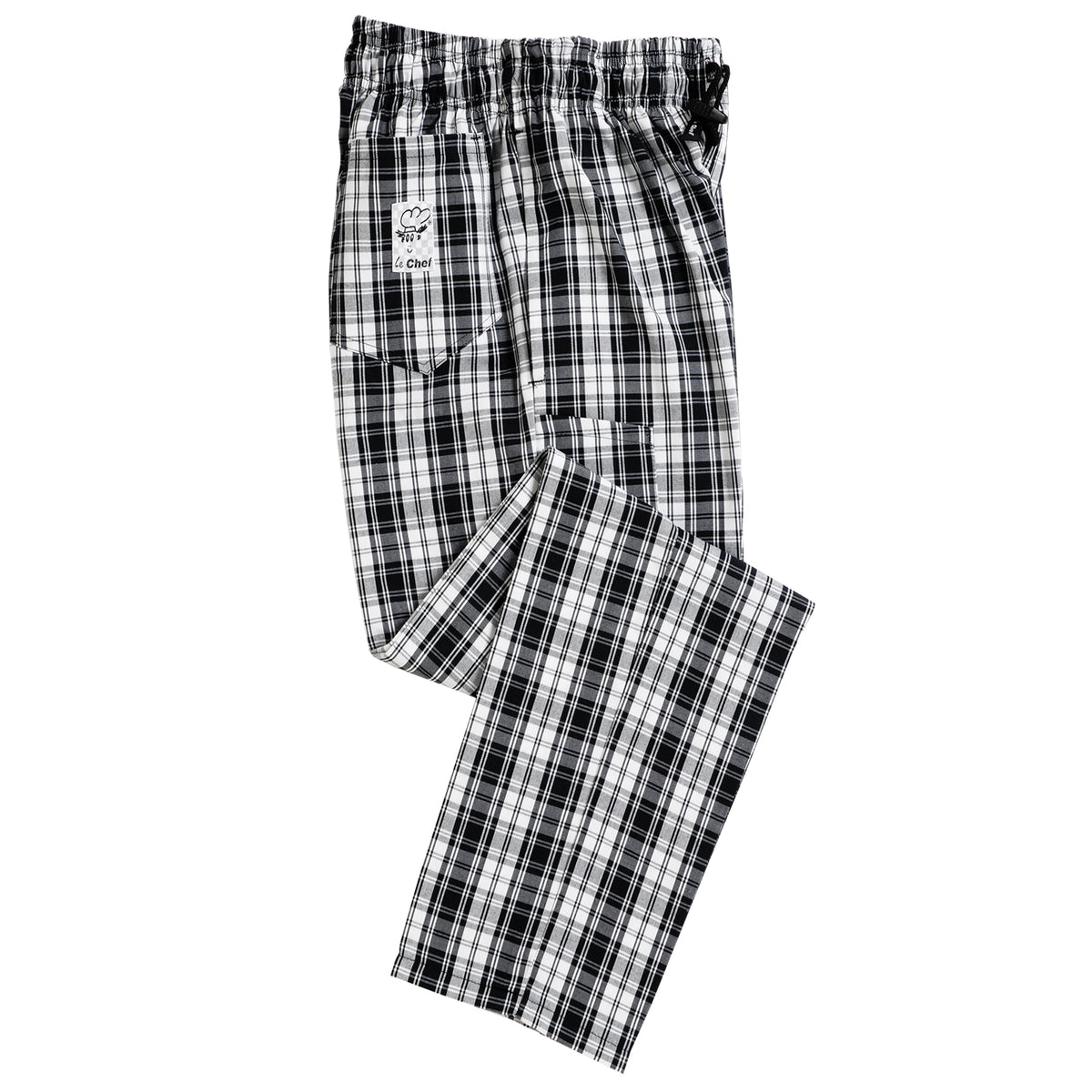 Le Chef Woven Design Trousers - Tartan Black White / 2XL