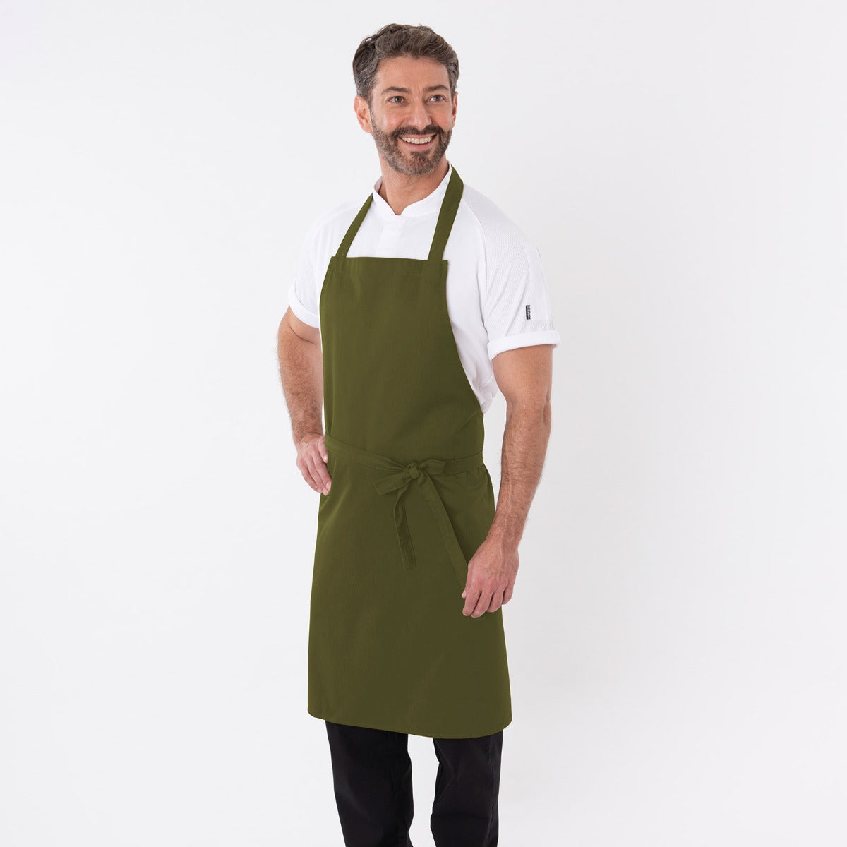 Dennys Bib Aprons With Adj Halter - No Pocket - Olive