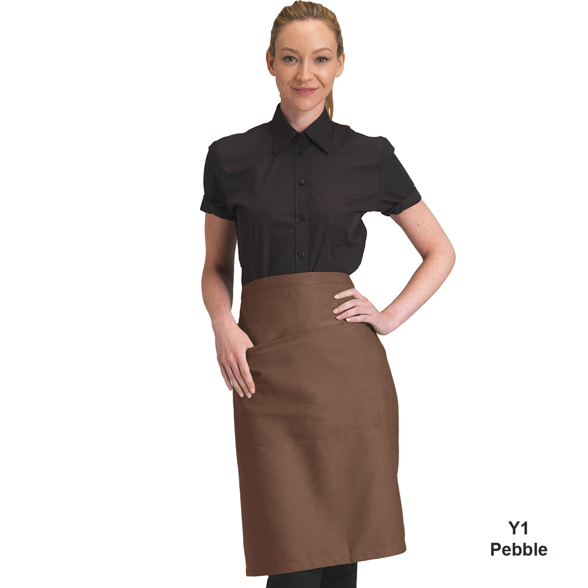 Dennys Colour Waist Apron with pocket - Pebble