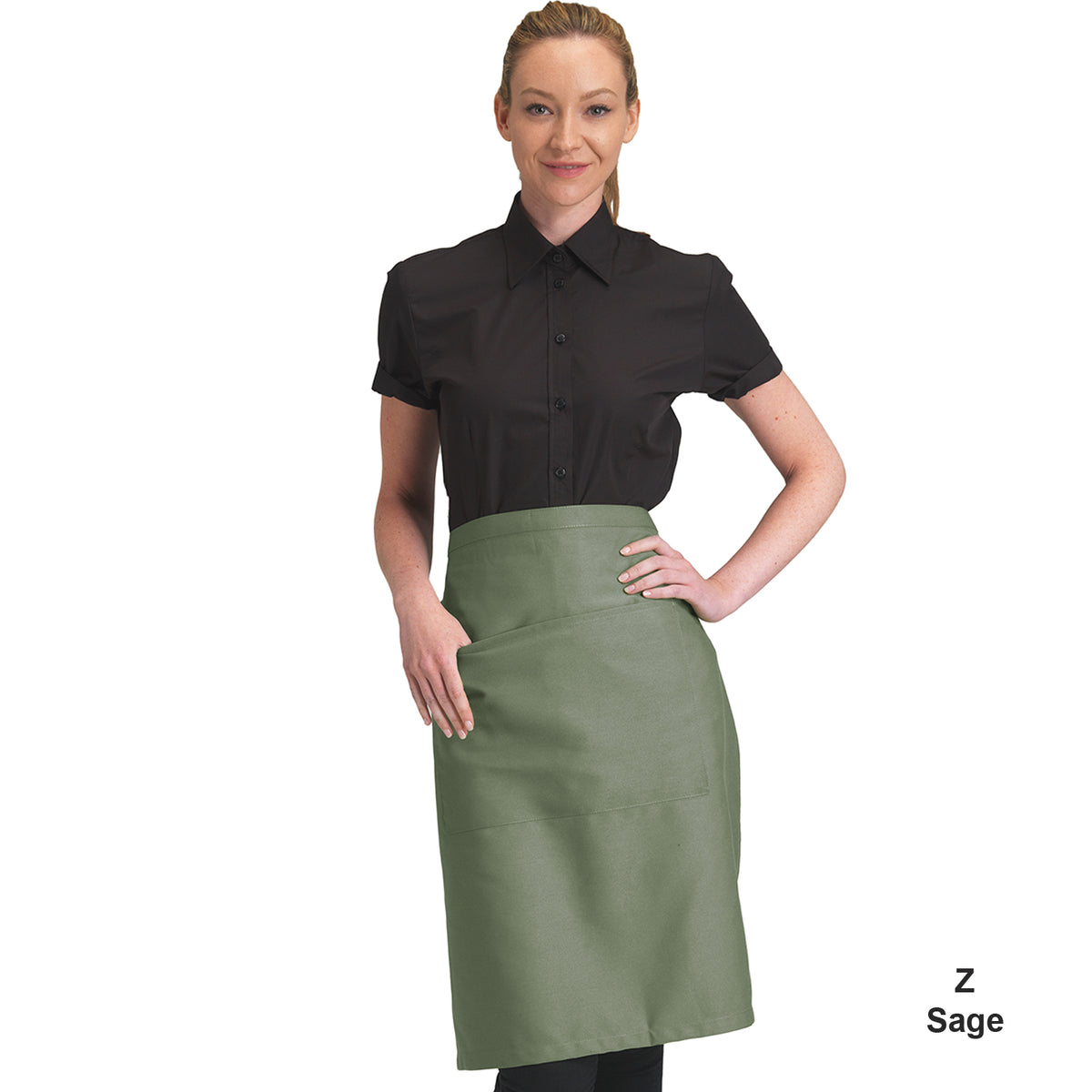 Dennys Colour Waist Apron with pocket - Sage