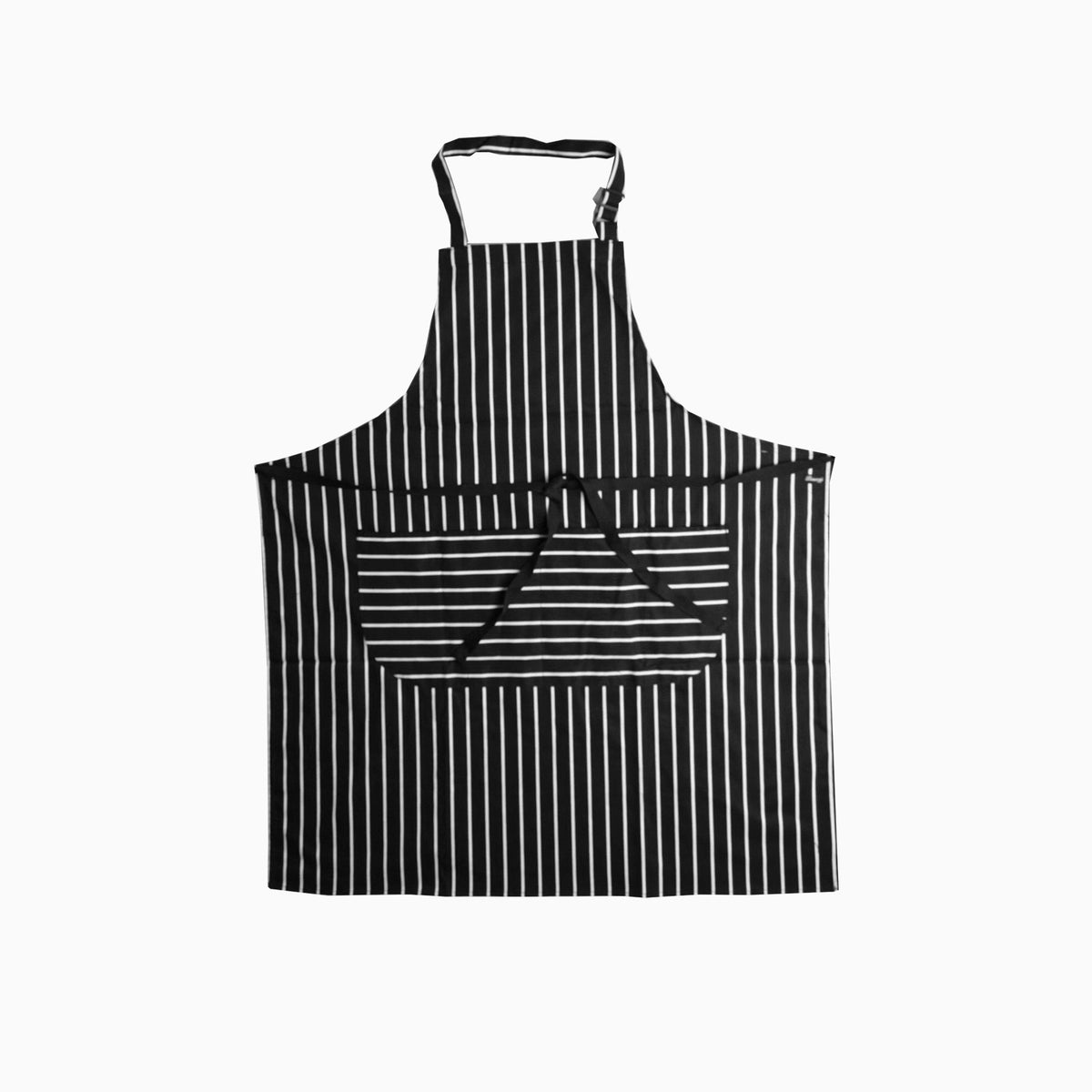 Dennys Striped Bib Apron With Pocket - Stripe Black