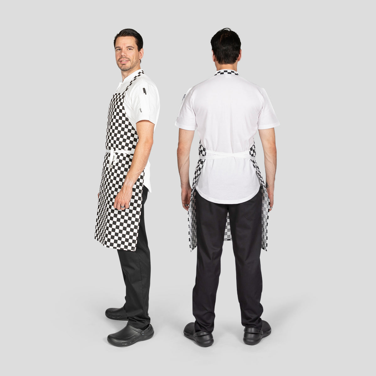 Dennys Printed Bib Apron - Check Big Black