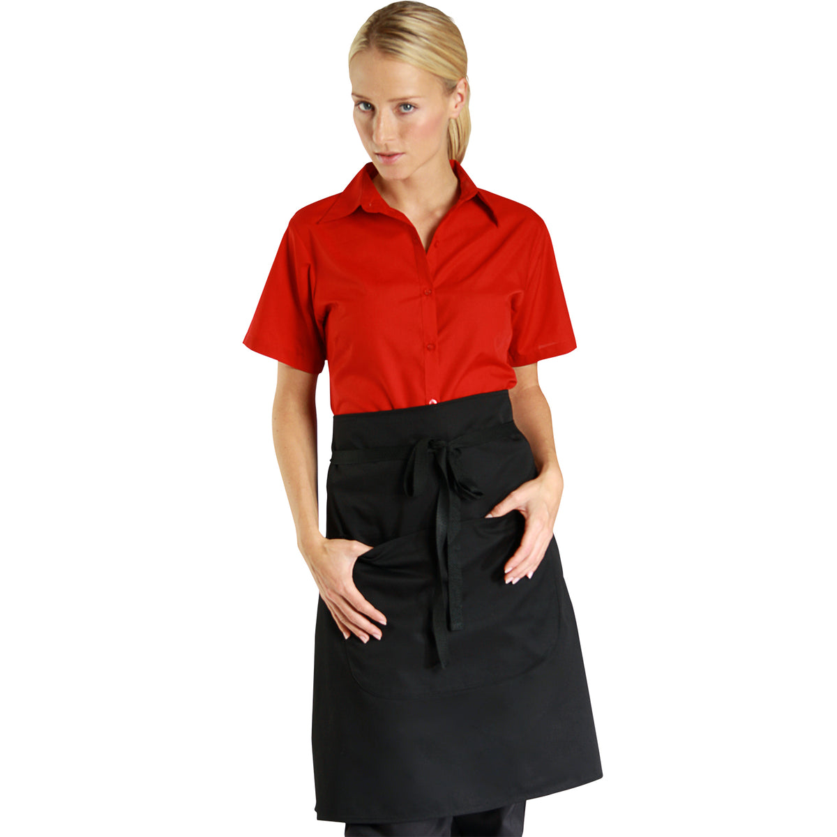 Dennys Narrow Waist Apron With Pocket - Black