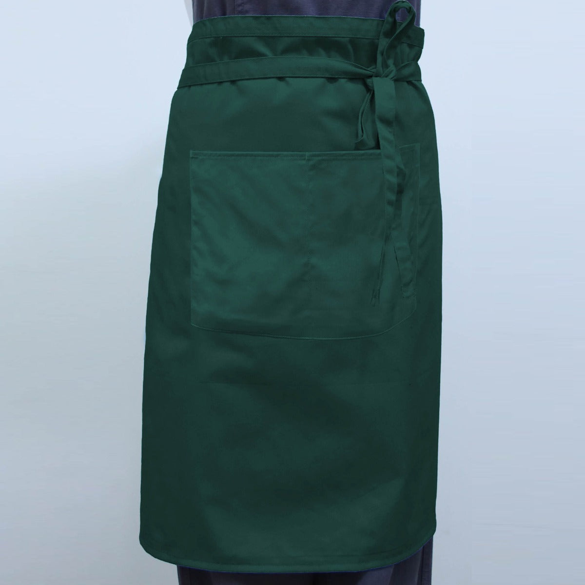 Wide Bistro Apron with Front Pocket - Bottle Green
