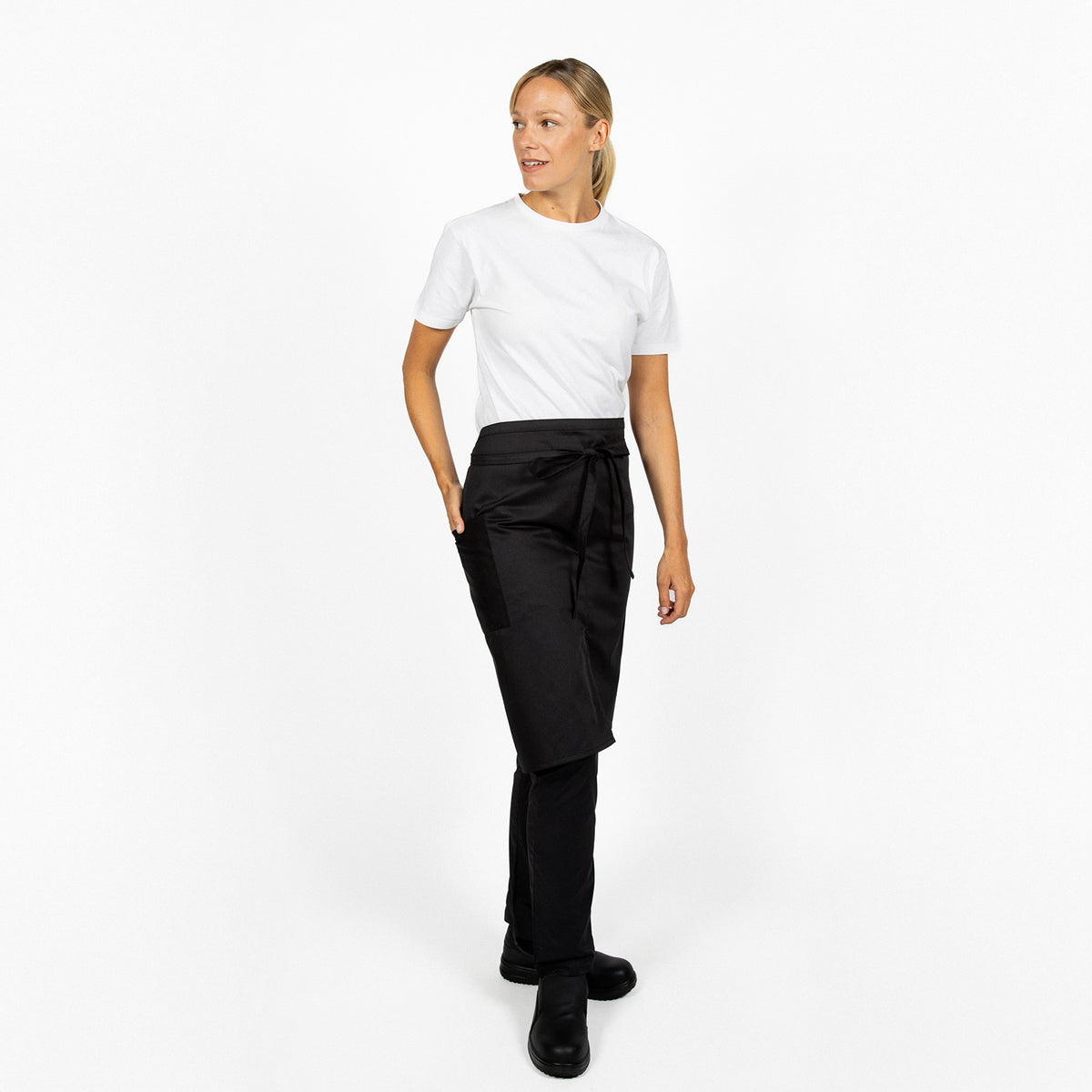 Apron Centre-Split Short Apron - Black